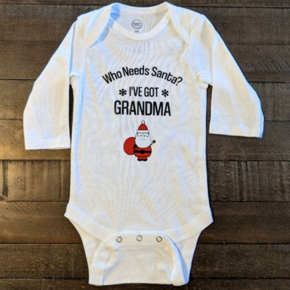 Handmade 'Who Needs Santa I've Got Nana' Cute Baby Boy Girl LS One Piece NB-18M